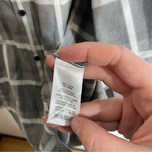 Michael Michael Kors Black White Button Down Shirt Large Men’s Plaid Lined - Picture 4 of 5